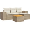Image de vidaXL Ensemble de salon de jardin 5 pièces avec coussins Beige Poly Rattan