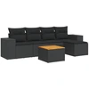 Image de vidaXL Ensemble de salon de jardin 6 pièces avec coussins noir poly rotin