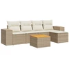 Image de vidaXL Ensemble de salon de jardin 6 pièces avec coussins Beige Poly Rattan