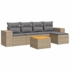 Image de vidaXL Ensemble de salon de jardin 6 pièces avec coussins Beige Poly Rattan