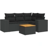 Image de vidaXL Ensemble de salon de jardin 5 pièces avec coussins noir poly rotin
