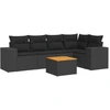 Image de vidaXL Ensemble de salon de jardin 6 pièces avec coussins noir poly rotin