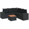 Image de vidaXL Ensemble de salon de jardin 6 pièces avec coussins noir poly rotin