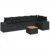 Image de vidaXL Ensemble de salon de jardin 7 pièces avec coussins noir poly rotin