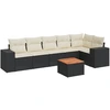 Image de vidaXL Ensemble de salon de jardin 7 pièces avec coussins noir poly rotin