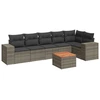 Image de vidaXL Ensemble de salon de jardin 7 pièces avec coussins Gris Poly rotin