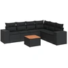 Image de vidaXL Ensemble de salon de jardin 7 pièces avec coussins noir poly rotin