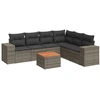 Image de vidaXL Ensemble de salon de jardin 7 pièces avec coussins Gris Poly rotin