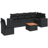 Image de vidaXL Ensemble de salon de jardin 7 pièces avec coussins noir poly rotin