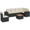 Image de vidaXL Ensemble de salon de jardin 7 pièces avec coussins noir poly rotin