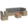 Image de vidaXL Ensemble de salon de jardin 7 pièces avec coussins Beige Poly Rattan