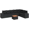 Image de vidaXL Ensemble de jardin canapé 8 pièces avec coussins noir poly rotin