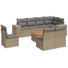 Image de vidaXL Ensemble de salon de jardin 9 pièces avec coussins beige Poly rotin