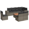Image de vidaXL Ensemble de salon de jardin 9 pièces avec coussins Gris Poly rotin