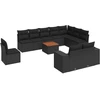 Image de vidaXL Ensemble de salon de jardin 11 pièces avec coussins noir poly rotin
