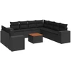 Image de vidaXL Ensemble de 10 canapés de jardin avec coussins noir poly rotin