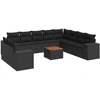 Image de vidaXL Ensemble de salon de jardin 11 pièces avec coussins noir poly rotin