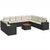 Image de vidaXL Ensemble de salon de jardin 11 pièces avec coussins noir poly rotin