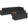 Image de vidaXL Ensemble de salon de jardin 9 pièces avec coussins noir poly rotin