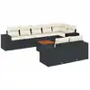 Image de vidaXL Ensemble de salon de jardin 9 pièces avec coussins noir poly rotin