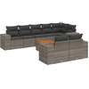 Image de vidaXL Ensemble de salon de jardin 9 pièces avec coussins Gris Poly rotin