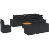 Image de vidaXL Ensemble de salon de jardin 9 pièces avec coussins noir poly rotin