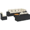 Image de vidaXL Ensemble de salon de jardin 9 pièces avec coussins noir poly rotin