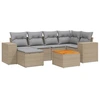Image de vidaXL Ensemble de salon de jardin 7 pièces avec coussins Beige Poly Rattan