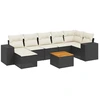 Image de vidaXL Ensemble de jardin canapé 8 pièces avec coussins noir poly rotin