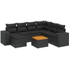 Image de vidaXL Ensemble de jardin canapé 8 pièces avec coussins noir poly rotin
