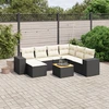 Image de vidaXL Ensemble de jardin canapé 8 pièces avec coussins noir poly rotin