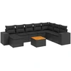 Image de vidaXL Ensemble de salon de jardin 9 pièces avec coussins noir poly rotin