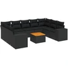 Image de vidaXL Ensemble de 10 canapés de jardin avec coussins noir poly rotin