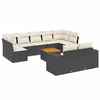 Image de vidaXL Ensemble de 10 canapés de jardin avec coussins noir poly rotin