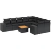 Image de vidaXL Ensemble de 10 canapés de jardin avec coussins noir poly rotin