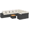 Image de vidaXL Ensemble de 10 canapés de jardin avec coussins noir poly rotin