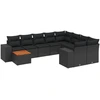 Image de vidaXL Ensemble de 10 canapés de jardin avec coussins noir poly rotin