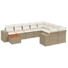 Image de vidaXL Ensemble de salon de jardin 10 pièces avec coussins Beige Poly Rattan