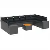 Image de vidaXL Ensemble de salon de jardin 11 pièces avec coussins noir poly rotin