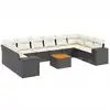 Image de vidaXL Ensemble de salon de jardin 11 pièces avec coussins noir poly rotin
