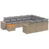 Image de vidaXL Ensemble de salon de jardin 11 pièces avec coussins Beige Poly Rattan