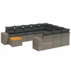 Image de vidaXL Ensemble de salon de jardin 11 pièces avec coussins Gris Poly rotin