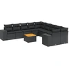 Image de vidaXL Ensemble de salon de jardin 11 pièces avec coussins noir poly rotin