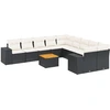 Image de vidaXL Ensemble de salon de jardin 11 pièces avec coussins noir poly rotin