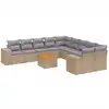 Image de vidaXL Ensemble de salon de jardin 11 pièces avec coussins Beige Poly Rattan