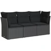Image de vidaXL Ensemble de salon de jardin 3 pièces avec coussins noir poly rotin