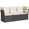 Image de vidaXL Ensemble de salon de jardin 3 pièces avec coussins noir poly rotin