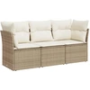 Image de vidaXL Ensemble de salon de jardin 3 pièces avec coussins Beige Poly Rattan