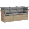 Image de vidaXL Ensemble de salon de jardin 3 pièces avec coussins Beige Poly Rattan