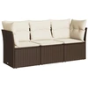 Image de vidaXL Ensemble de salon de jardin 3 pièces avec coussins Marron Poly rotin